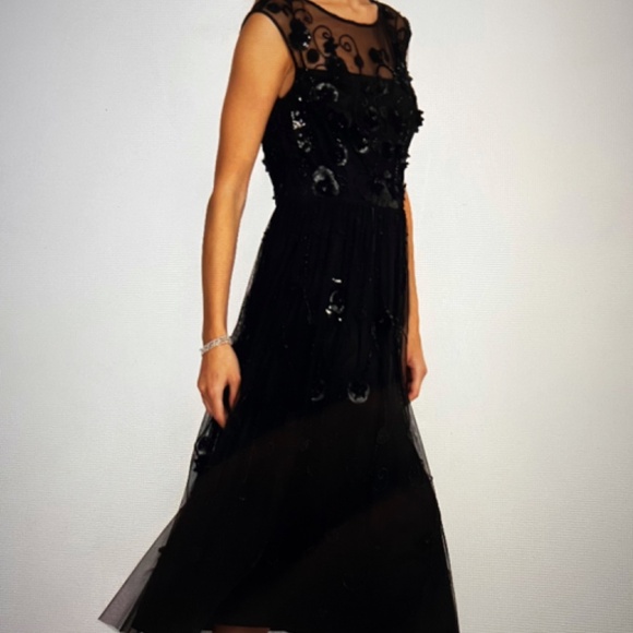 JOHNNY WAS BLACK FLOWER BEADED DRESS-BRAND NEW! - Picture 3 of 11